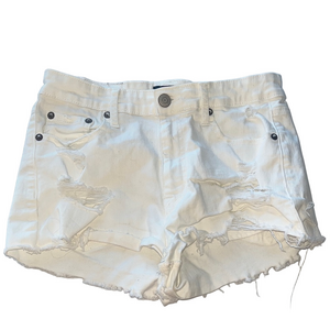 Aeropostale vintage high rise shorty White cotton Jean Short Distressed Frayed
